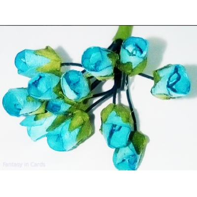 БУКЕТ РОЗ бумажные Mulberry paper  Голубые / Букет троянд паперові Mulberry paper Голубі у букеті 12 квіток