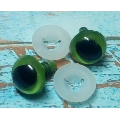Очі зелені декоративні 1 пара 12 мм (гвинт) пара