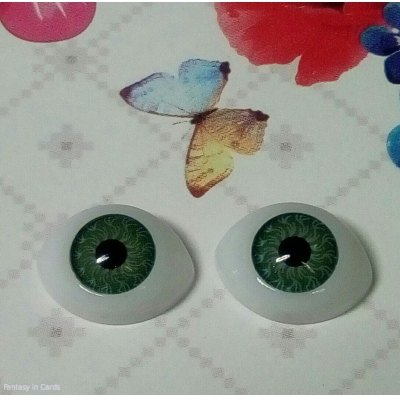 Очі декоративні для ляльок  овальні  зелені 13 мм * 0,9 мм 1 пара